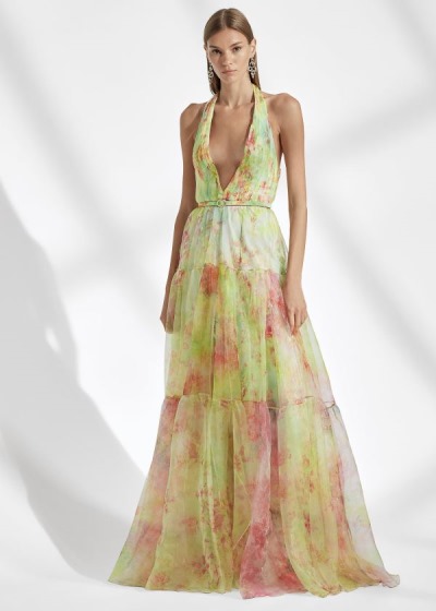 Vestidos Ralph Lauren Mujer Rosas Multicolor - Verona Floral Organza - KRYLA5974